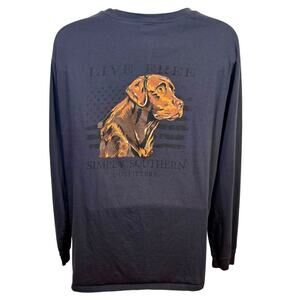 Simply Southern Live Free Long Sleeve Tee With Dog Graphic In Navy Blue